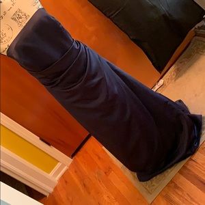 Strapless navy bridesmaid dress. Satin type